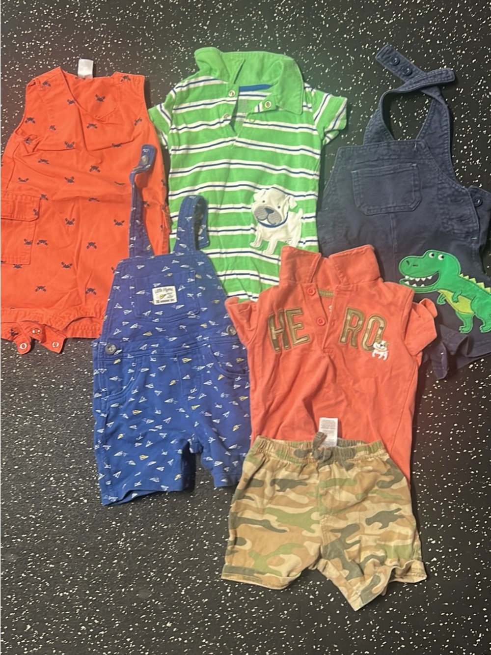 Assorted Kids Summer Outfit Set - Green, Orange, Blue, Navy, Camo